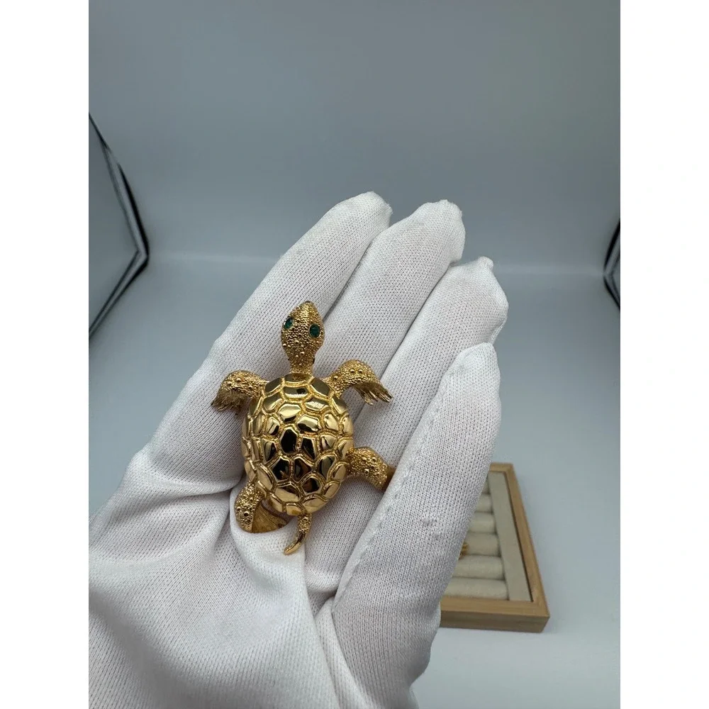 Vintage Signed Brooch Lot of 3 Monet Napier Sarah Coventry Gold Tone Turtle Rose